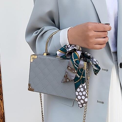 Womens Clutch 2021 Crossbody Bags Small Chain Bag Fashion Silk Scarf One Shoulder Messenger Box Small Square Bags PU Wallets