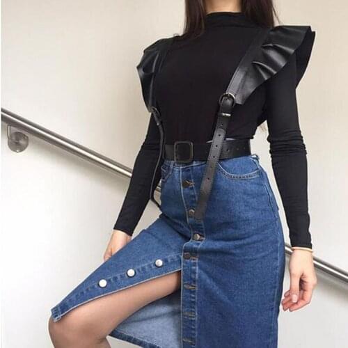 Ladies Shoulders Waistband PU Leather Pin Buckle Leisurely Belt Wide Belt Fashion Decorative Girdle Gifts For Female Black
