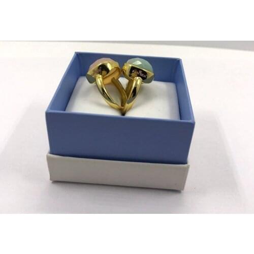 PANGEM jewelry Ring,Rose Pink Quartz Ring Green Aventurine Gem stone fashion jewelry Rings