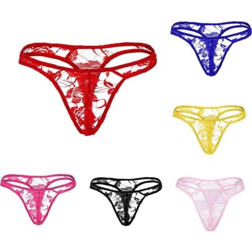 1 PC Fashion Sexy Full Transparent Lace Strap Panties Mens Erotic Sex Underwear American Apparel Sex Shop For Couples Sexo