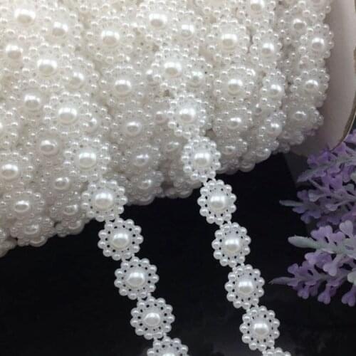 1Yards White Sunflower Simulated-pearl Plastic Chain beads DIY Accessory