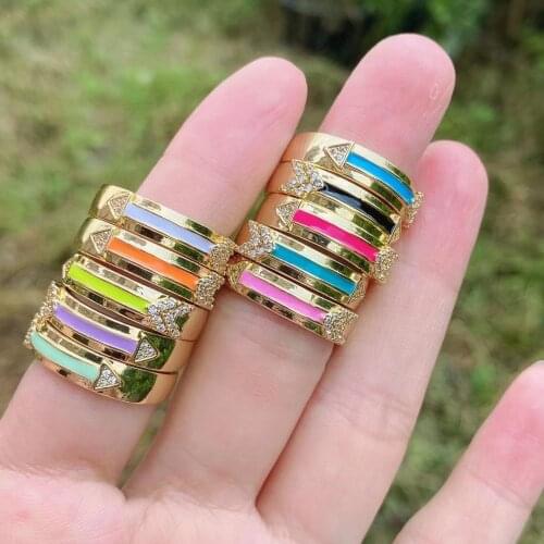 10Pcs Trendy Minimalist Women Multicolor Enamel Stacking Ring Party Jewelry Gift Ring Gold Color Adjustable Jewelry Gifts