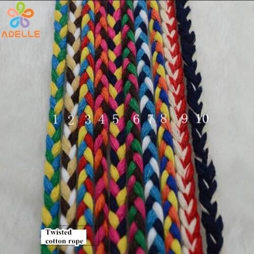 10 colors 6mm Cotton Rope Twisted Colorful For DIY Macrame Zakka Drawstring Lace Tassel Pulley Pet Leash Belt free shipping 10m
