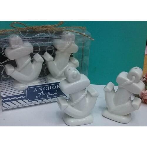 160pcs=80sets/Lot "ANCHORS AWAY" CERAMIC SALT AND PEPPER SHAKERS/Wedding Gifts/Party Favors baby shower Free shipping SN1050