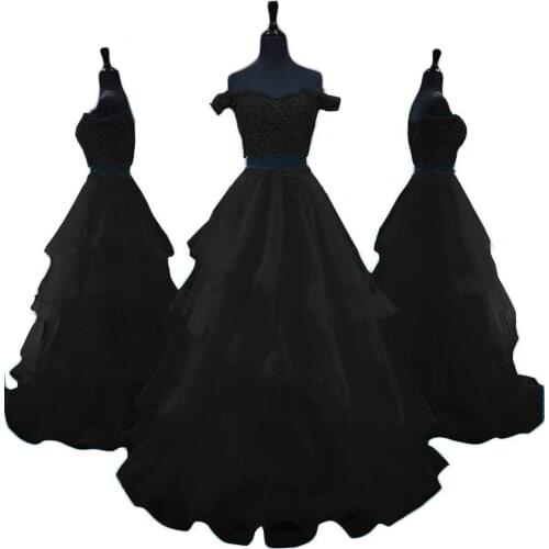2021 2 Piece Off Shoulder Prom Dresses Long Lace Tulle Ball Gown Formal Evening Party Gowns Women