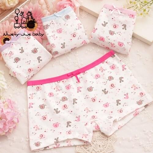 4Pcs/lot Baby Girls Cotton Panties Lovely Cartoon Baby Elephant Print Underpants for Girls Kids Underwear Girls Safety Panties