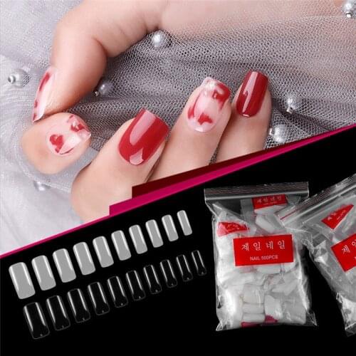 500Pcs Clear White Natural French False Acrylic Nail Tips UV Gel Ultra Flexible Acrylic Full Cover French Fake Nail Manicure Tip