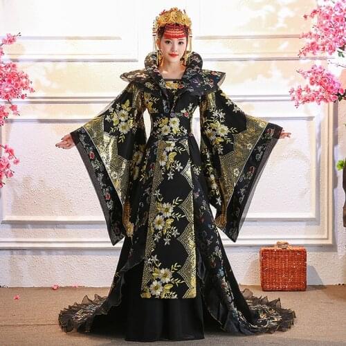 8 colors Gorgeous Tang Dynasty Princess Empress Tailed Costume Hanfu Stage Performance Hanfu Embroidery Cosplay Costume