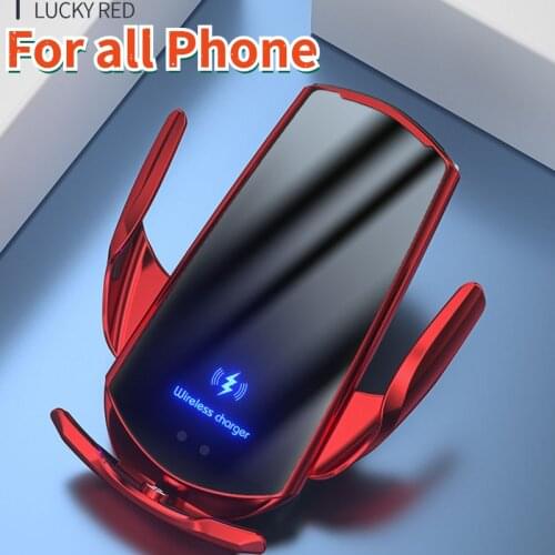 Automatic Clamping 15W Car Mount Wireless Charger for iPhone 12 11 XS XR X 8 Samsung S20 S10 Xiaomi Infrared Sensor Phone Holder