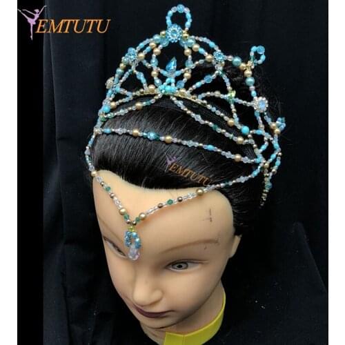 Hand Made La Bayadere Ballet Headpiece Crown Le Corsaire Ballet Tiara Blue Competition Performance Ballet Headwear Custom Made