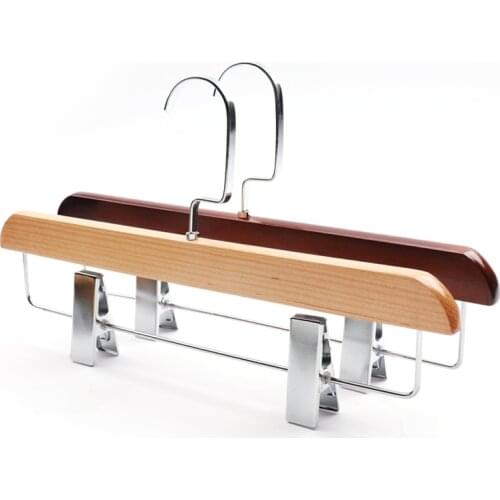 Clip Pants Skirt Hanger Pant Trouser Jeans Hangers Perchas Para Pantalones Grucce Pantaloni Wood Closet Wardrobe Organizer Rack