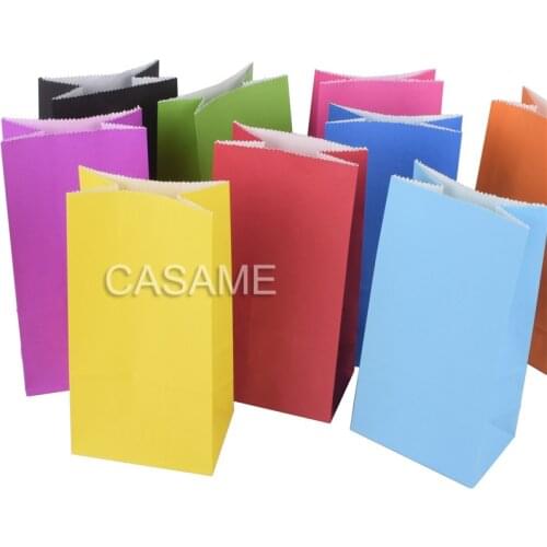 50pcs Paper Bags Stand Up Dot Pure bags Candy Child Party Birthday Food Paper Kraft Seal Gift Packing Treat Bag Supplies