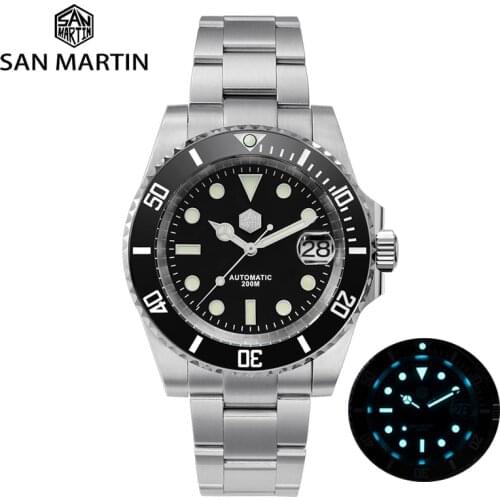 San Martin Watch Store 200M Di Waterproof Ghost Mens Mechanical Watches Automatic Movement Ceramic Bezel Luxury Watch For Men