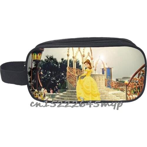 Pencilcase Canvas Storage Bag Disney Fashion princess Pencil Case Wallet Purse School Pen Zipper Bag Anime Cartoon Gifts