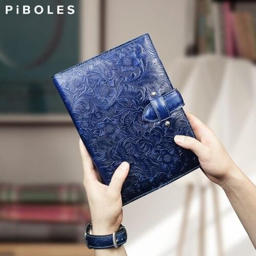 Vintage Genuine Leather Travel Journal Notebook A5 Diary Embossed Press Notepad Sketchbook Handmade Loose-leaf Travelers Note