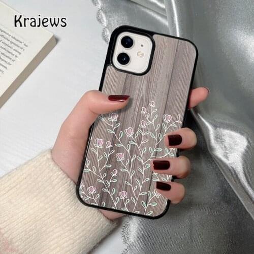Krajews Bamboo Wood Pattern Skull Skin coque Phone Case for iPhone 12 mini 5 6S 7 8 PLUS X XS XR 11 PRO MAX SE 2020 Cover Shell