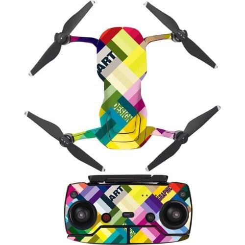 Colorful Block Style Decal Skin Sticker For DJI Mavic Air Drone + Remote Controller + 3 Batteries Protection Film Cover A0249