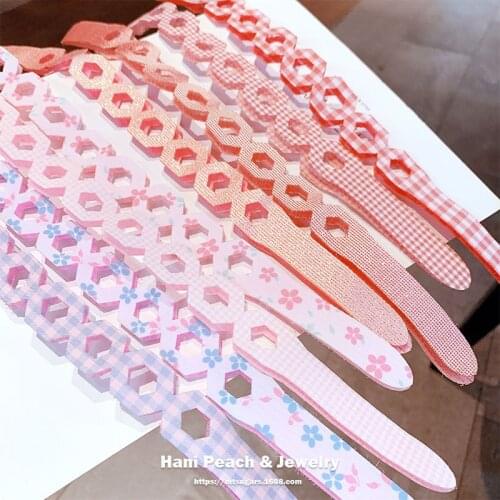 Cute Plaid Flower Hollow Sequin Velcro Child Baby Summer Sticky Hair Crusher Hair Band Hairpin