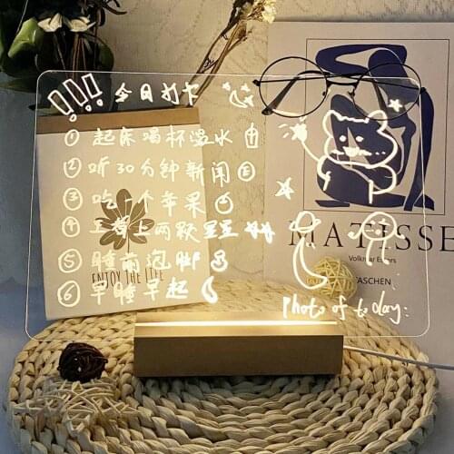 3D Led Night Lamp Wooden Led Lamp Base USB Cable Switch DIY Night Light Base 15cm Long Acrylic Wooden Lamp Base White/Warm Light