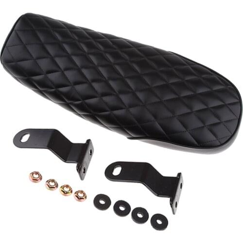 Dolity Motorcycle Vintage Cafe Racer Saddle Seat Stylish Rhombus Pattern , Black Waterproof Artificial Leather