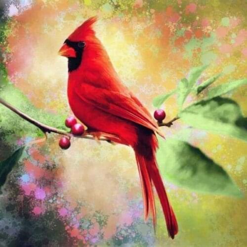 HJMGL 5D DIY Full Diamond Painting Bird Animal Rhinestones Embroidery Cardinal Scenery Diamond Mosaic Art Home Decor