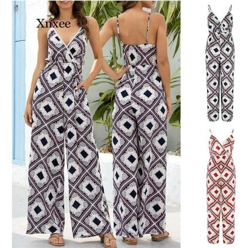 Summer Spaghetti Strap Rompers Jumpsuit Elegant Women Backless Beach Womens Outfits Casual Ladies Wide Leg One Piece Overalls