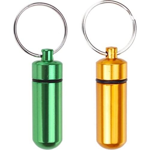 2 Pcs Mini Pill Fobs Keychain Pill Holder Portable Daily Pill Case Waterproof Pill Box Dispenser for Travel Outdoor