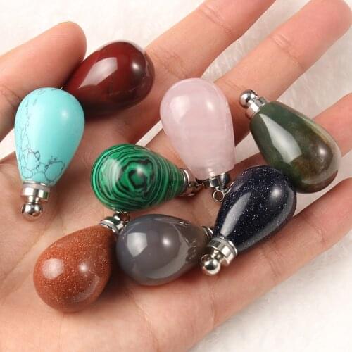 Natural Perfume Bottle Essential Oil Diffuser Water Drop Shape Charms for Jewelry Making DIY Pendants Necklace Accessories