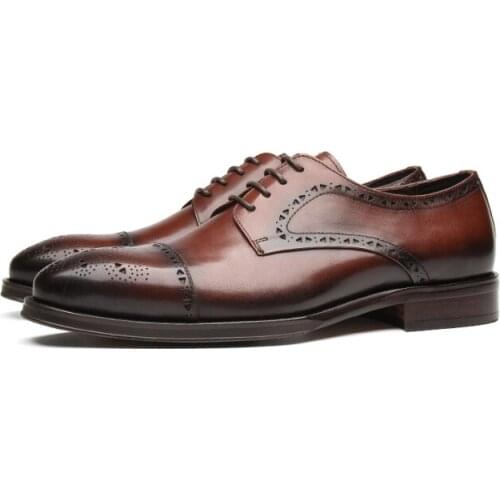 New Black / Dark Brown Oxfords Mens Business Shoes Genuine Leather Wedding Shoes Boys Dress Shoes