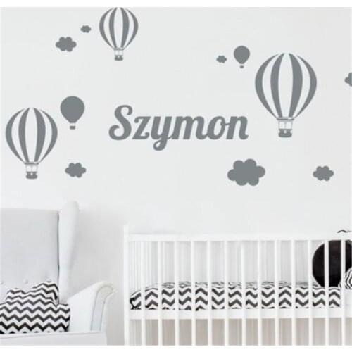 Clouds Hot Air Balloon Personalized Custom Name for Kids Rooms Art Wall Stickers Home Decor Living Room Mural Decals C186
