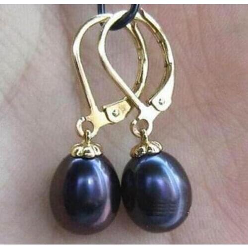 CHARMING AAA 11-13MM SOUTH SEA BLACK DANGLE PEARL EARRING 14K YELLOW GOLD