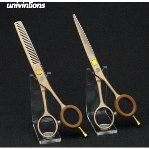 Univinlions 5.5" rose gold hairdresser scissors barber hairdressing scissors haircut shears thinning hair golden scissors razor
