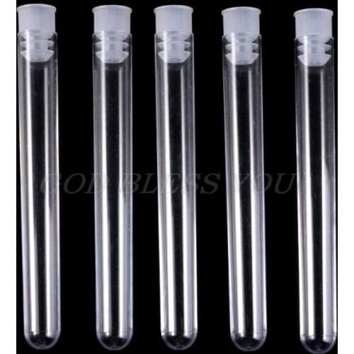 50Pcs/Pack 12x100mm Transparent Laboratory Clear Plastic Test Tubes Vials With Push Caps School Lab Supplies Drop Shipping