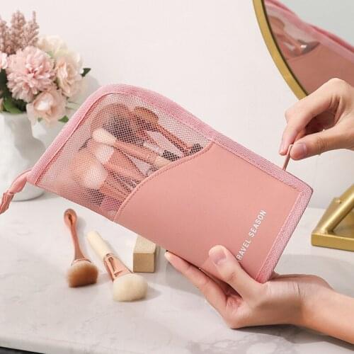 2020 new cosmetic bag makeup brush bucket storage tube net red mask lipstick eyebrow pencil portable transparent storage bag