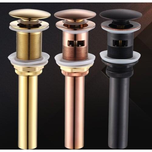 Luxury Bathroom Basin Sink Pop Up Drain Brass with & without Overflow Vanity Sink Waste Drainer 4 colors For Choice