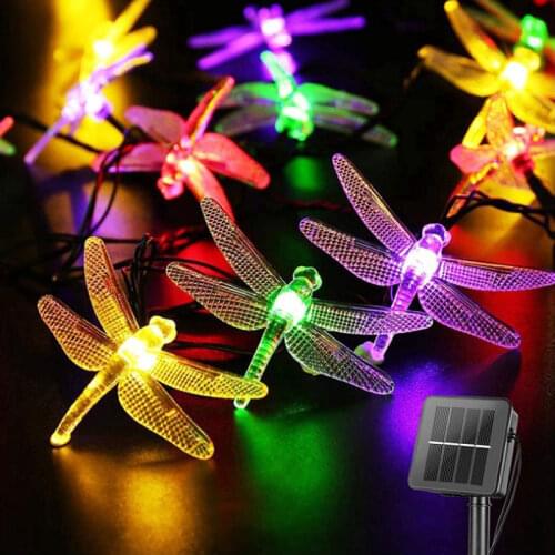 20 Led Solar Powered Dragonfly Led String Light 5M IP65 Waterproof Garden Outdoor Fence Patio Lights Holiday Decoration Lamp