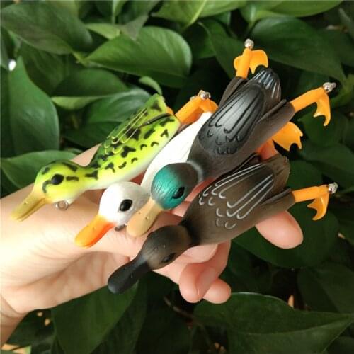 TSURINOYA 4PCS Hot Duck Frog Topwater Soft Fishing Lure LY24 70mm 10.5g Floating Lures Swimbaits Profession Snekehead Bait