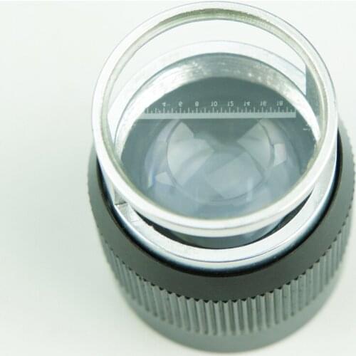 10X Pocket Cylinder Magnifying Glass with Scale Metal Body Optical Glass Lens Loupe Portable Printing Measuring Magnifier