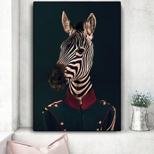 Animals Zebra Gentleman Zebra In A Suit Canvas Paintings The Wall Art Posters and Print Wall Art Pictures for Living Room Decor