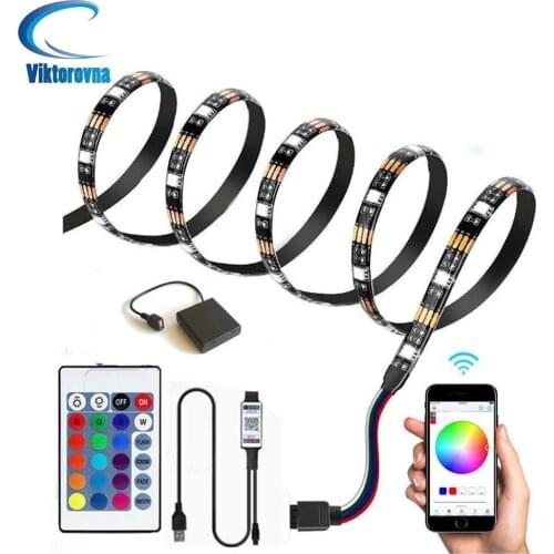 1/5m USB/battery Bluetooth LED Backlight 5V Smart LED Strip 5050 RGB Multi Color LED Tape Lamp Phone Controller HDTV Night Light