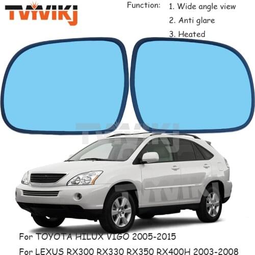 1 pair heated Side rearview mirror blue glass lens For LEXUS RX300 RX330 RX350 RX400H 2003-2008 HILUX VIGO Wide view anti glare