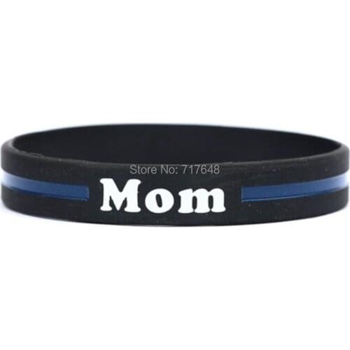 100pcs Mom Thin Blue Line wristband silicone bracelets free shipping by ePacket A