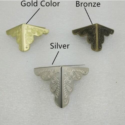 12pcs Bronze Golden Silver Iron Metal Corners Protectors For Jewelry Wine Box Wooden Case Furniture Decorative Protector Corner