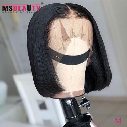 13x4 Short Lace Front Human Hair Wigs 8-14 Msbeauty Brazilian Straight Bob Wig Pre Plucked With Baby Hair Lace Frontal Wigs 150