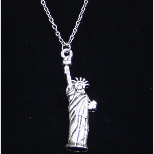 20pcs New Fashion Necklace 49x14mm statue of liberty new york Pendants Short Long Women Men Colar Gift Jewelry Choker