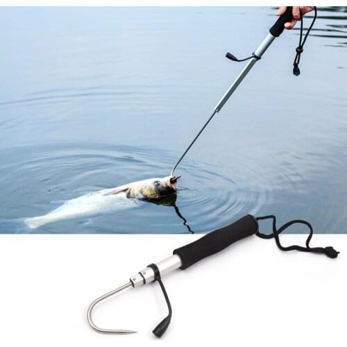 60/90/120cm Professional Telescopic Retractable Fish Gaff Stainless Ice Sea Fishing Stainless Steel EVA Spear Hook Tackle