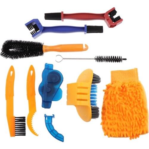 9Pcs/set Bike Chain Cleaner Scrubber Brushes Mountain Bike Wash Tool Set Cleaning Kit Bicycle Repair Tool Accessories