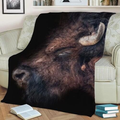 Bison Flannel Throw Blanket 3D Printed Keep Warm Sofa Child Blanket Home Decor Textiles Dream Family Gift