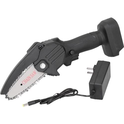 Cordless Electric Chain Saw Black Mini Rechargeable Woodworking Cutting Tools AC100-240V
