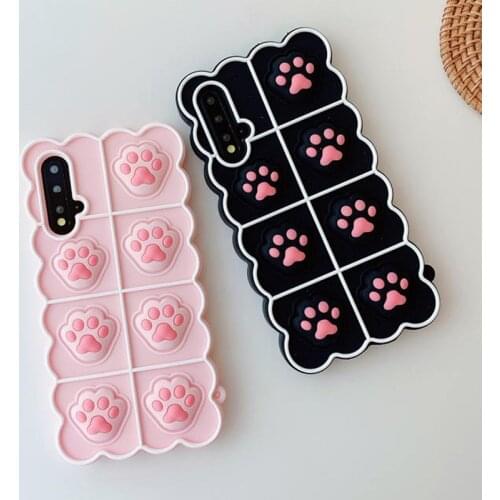 Cute Cat Paws Phone Case for Huawei Honor 9X 20 30 V30 50 Pro 50SE 30S Reliver Stress Soft Bounce Back Bubble Shockproof Cover